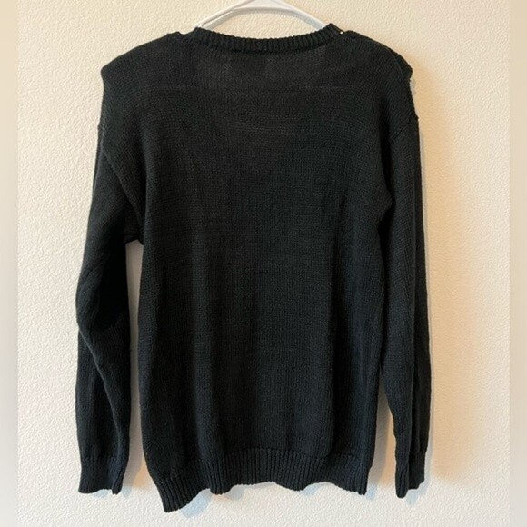 Vintage V-neck Embellished Knit Sweater Cottagecore Grandmacore SZ S-M - Picture 6 of 7